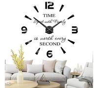 Mintime sans Cadre Grande 3D Bricolage Mur Horloge Mute Miroir Autocollants Maison et Bureau école décoration (Noir-73)