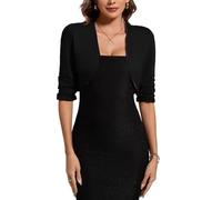 MINTLIMIT Cardigan court pour femme - Cardigan ouvert - Manches 3/4 - Boléro léger - Élégant et décontracté - Haut festif, b-noir, M