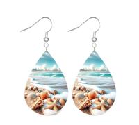 Mintolex Boucles d'oreilles de plage en cuir synthétique - Impression double face - Bohème - Vocation d'été hawaïenne - Légères - En forme de goutte d'eau tropique - Cocotier - Tortue de mer - Étoile