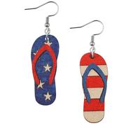 Mintolex Boucles d'oreilles d'été hawaïennes pour femme - Impression double face en bois - Pour fête Luau Hula - Légères - Tropicales - Coco - Palmier - En forme de tongs, Bois, Pas de gemme