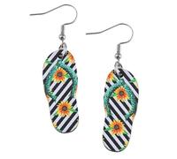 Mintolex Boucles d'oreilles d'été hawaïennes pour femme - Impression double face en bois - Pour fête Luau Hula - Légères - Tropicales - Coco - Palmier - En forme de tongs, Bois, Pas de gemme