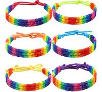 mintolex Bracelet arc-en-ciel LGBT Pride pour lesbiennes, gays, bisexuels, bracelets de fierté LGBTQ réglables faits à la main, bracelet d'amitié, cadeau pour homme et femme en vrac, 6.3 - 11.8 inches