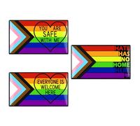 Mintolex Lot de 3/6 épingles LGBTQ+ Pride Ally Progress Pride Ally Pin's Drapeau Bouton Arc-en-ciel Broche en émail You're Safe with Me Can Be Yourself Free Mom Hugs LGBT Gay Lesbienne Trans