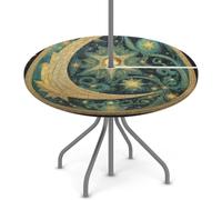Mintoprints Astrology Moon Nappe ronde avec trou pour parapluie, nappe élastique personnalisée imperméable avec fermeture éclair, 115 cm-142 cm, nappe d'extérieur pour terrasse, pique-nique