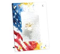 Mintoprints Cadre photo aquarelle drapeau américain 10,2 x 15,2 cm, en acrylique, transparent, sans cadre, cadre photo autoportant pour affichage vertical ou horizontal de bureau