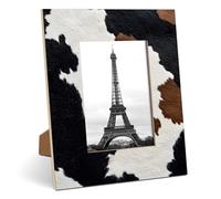 Mintoprints Cadre photo imprimé vache 28 x 35,6 cm, photo en cuir de vache 20,3 x 25,4 cm ou 27,9 x 35,6 cm pour décoration d'intérieur, cadre photo en bois pour affichage vertical ou horizontal