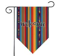 Mintoprints Cinco De Mayo Drapeau de jardin bienvenue 30,5 x 45,7 cm Double face Rayures colorées mexicaines Lozenge Yard Drapeau décoratif