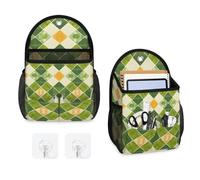 Mintoprints Clover Buffalo Lot de 2 sacs de rangement muraux à suspendre avec poche en tissu pour la cuisine, la salle de bain