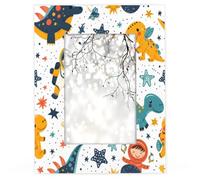 Mintoprints Dinosaur Planet Cadre photo 10 x 15 cm, cadre photo en bois pour affichage horizontal ou montage mural vertical, motif dinosaure