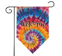 Mintoprints Drapeau coloré de bienvenue pour jardin de bienvenue 30,5 x 45,7 cm double face abstrait arc-en-ciel spirale Tie Dye Lozenge Yard Outdoor Flag Decor
