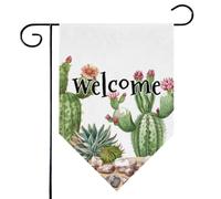 Mintoprints Drapeau de jardin à l'aquarelle cactus bienvenue 30,5 x 45,7 cm double face cactus pastille cour drapeau extérieur décoration
