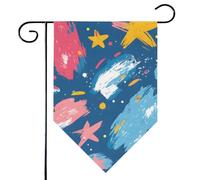 Mintoprints Drapeau de jardin abstrait étoilé 30,5 x 45,7 cm double face dessin animé losange drapeau de jardin pour cour décoration extérieure
