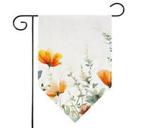 Mintoprints Drapeau de jardin aquarelle coquelicot 30,5 x 45,7 cm double face papillon floral losange drapeau de jardin pour cour décoration extérieure