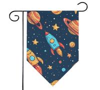 Mintoprints Drapeau de jardin astronaute spatial 30,5 x 45,7 cm Double face Univers Losange Drapeau de jardin pour cour Décoration extérieure