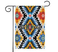 Mintoprints Drapeau de jardin aztèque bienvenue 30,5 x 45,7 cm double face du sud-ouest pour décoration extérieure