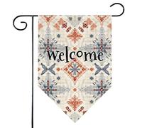 Mintoprints Drapeau de jardin aztèque occidental de bienvenue 30,5 x 45,7 cm double face vintage abstrait géométrique losange cour drapeau extérieur décoration