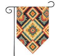 Mintoprints Drapeau de jardin aztèque rétro 30,5 x 45,7 cm double face abstrait géométrique ethnique losange drapeau de jardin pour cour décoration extérieure