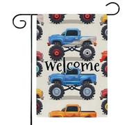 Mintoprints Drapeau de jardin bienvenue Monster Truck Cars 30,5 x 45,7 cm double face pour décoration extérieure de cour