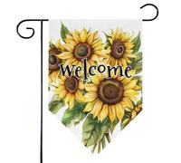 Mintoprints Drapeau de jardin de bienvenue à l'aquarelle tournesol 30,5 x 45,7 cm, double face, fleur de printemps, pastille, cour, drapeau de décoration d'extérieur