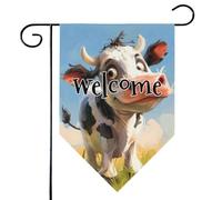 Mintoprints Drapeau de jardin de bienvenue aquarelle vache 30,5 x 45,7 cm double face jolie vache pastille cour drapeau extérieur décoration