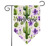 Mintoprints Drapeau de jardin de bienvenue cactus 30,5 x 45,7 cm double face aquarelle cactus pastille cour drapeau extérieur décoration