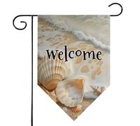 Mintoprints Drapeau de jardin de bienvenue côtier 30,5 x 45,7 cm double face coquillage étoile de mer corail pastille cour drapeau extérieur décoration