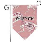 Mintoprints Drapeau de jardin de bienvenue en forme de crâne de dinosaure - 30,5 x 45,7 cm - Double face - Lozenge - Décoration extérieure