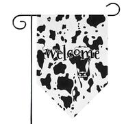 Mintoprints Drapeau de jardin de bienvenue imprimé vache 30,5 x 45,7 cm double face noir et blanc en pastille, décoration extérieure