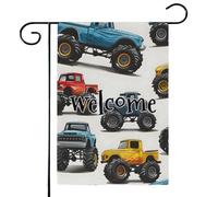 Mintoprints Drapeau de jardin de bienvenue Monster Truck 30,5 x 45,7 cm, drapeau de jardin double face pour décoration extérieure de cour