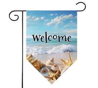 Mintoprints Drapeau de jardin de bienvenue pour plage, 30,5 x 45,7 cm, double face, étoile de mer, coquillage, pastille, décoration extérieure