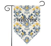 Mintoprints Drapeau de jardin de bienvenue rétro 30,5 x 45,7 cm, double face, motif floral vintage, motif pastille, décoration extérieure