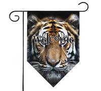 Mintoprints Drapeau de jardin de bienvenue tigre 30,5 x 45,7 cm double face sur le thème des animaux sauvages en pastille, décoration extérieure