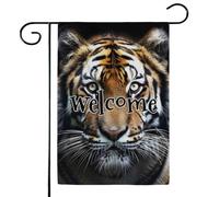 Mintoprints Drapeau de jardin de bienvenue tigre 30,5 x 45,7 cm double face sur le thème des animaux sauvages pour décoration extérieure de cour