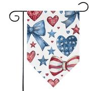 Mintoprints Drapeau de jardin du 4 juillet 30,5 x 45,7 cm double face nœud papillon étoiles losange drapeau de jardin pour cour extérieure décoration