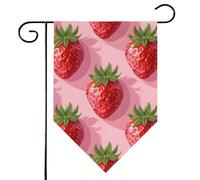 Mintoprints Drapeau de jardin en forme de fraise 30,5 x 45,7 cm double face - Joli drapeau de jardin en pastille de fruits pour décoration extérieure de cour