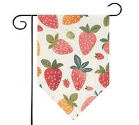 Mintoprints Drapeau de jardin en forme de fraise 30,5 x 45,7 cm double face pour l'été, joli drapeau de jardin en pastille de fruits pour décoration extérieure de cour