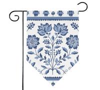 Mintoprints Drapeau de jardin ethnique floral 30,5 x 45,7 cm double face rétro vintage floral losange drapeau de jardin pour cour décoration extérieure