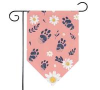 Mintoprints Drapeau de jardin floral 30,5 x 45,7 cm, double face, motif empreintes de pattes de marguerite, drapeau de jardin en pastille pour décoration extérieure de cour
