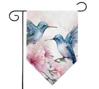 Mintoprints Drapeau de jardin floral colibri, 30,5 x 45,7 cm, double face, rose, pastille, drapeau de jardin pour décoration extérieure