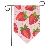 Mintoprints Drapeau de jardin fraise rouge 30,5 x 45,7 cm, double face, drapeau de jardin en pastille de fruits printaniers pour décoration extérieure de cour