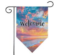 Mintoprints Drapeau de jardin hawaïen de 30,5 x 45,7 cm, double face, coucher de soleil, mer, océan, pastille, cour, décoration extérieure