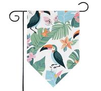 Mintoprints Drapeau de jardin tropique toucan 30,5 x 45,7 cm double face feuilles de palmier pastille drapeau de jardin pour cour décoration extérieure