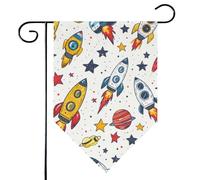 Mintoprints Drapeau de jardin vaisseau spatial 30,5 x 45,7 cm double face astronaute pastille drapeau de jardin pour décoration extérieure de cour