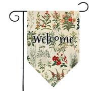 Mintoprints Drapeau de jardin vintage de bienvenue de fleurs sauvages de printemps été 30,5 x 45,7 cm double face motif floral losange cour extérieur drapeau décoration
