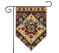 Mintoprints Drapeau géométrique aztèque de bienvenue pour jardin, 30,5 x 45,7 cm, double face, abstrait, coloré, pastille, décoration extérieure