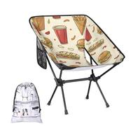Mintoprints Fast Food Hamburger Chaise de camping légère et pliable portable compacte pour l'extérieur, les voyages, la plage, la randonnée