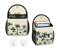 Mintoprints Green Clover Lot de 2 sacs de rangement muraux à suspendre avec poche en tissu pour la cuisine, la salle de bain