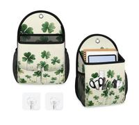 Mintoprints Green Clover Sac de rangement mural à suspendre avec poche pour salle de bain, cuisine, chambre à coucher