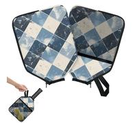 Mintoprints Housse de raquette de pickleball à carreaux avec poche et sangle de poignée - Housse de pagaie à carreaux bleus - Compatible avec la plupart des raquettes