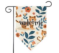 Mintoprints Joli drapeau de bienvenue léopard 30,5 x 45,7 cm, double face, motif guépard, pastille, décoration extérieure
